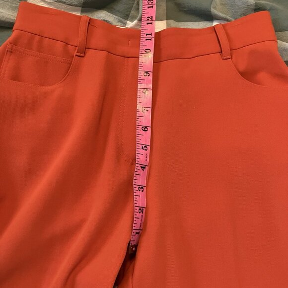 Stella McCartney High Rise Pleated Pants Womens 2 Tangerine Wool Crop Flare - Picture 15 of 16